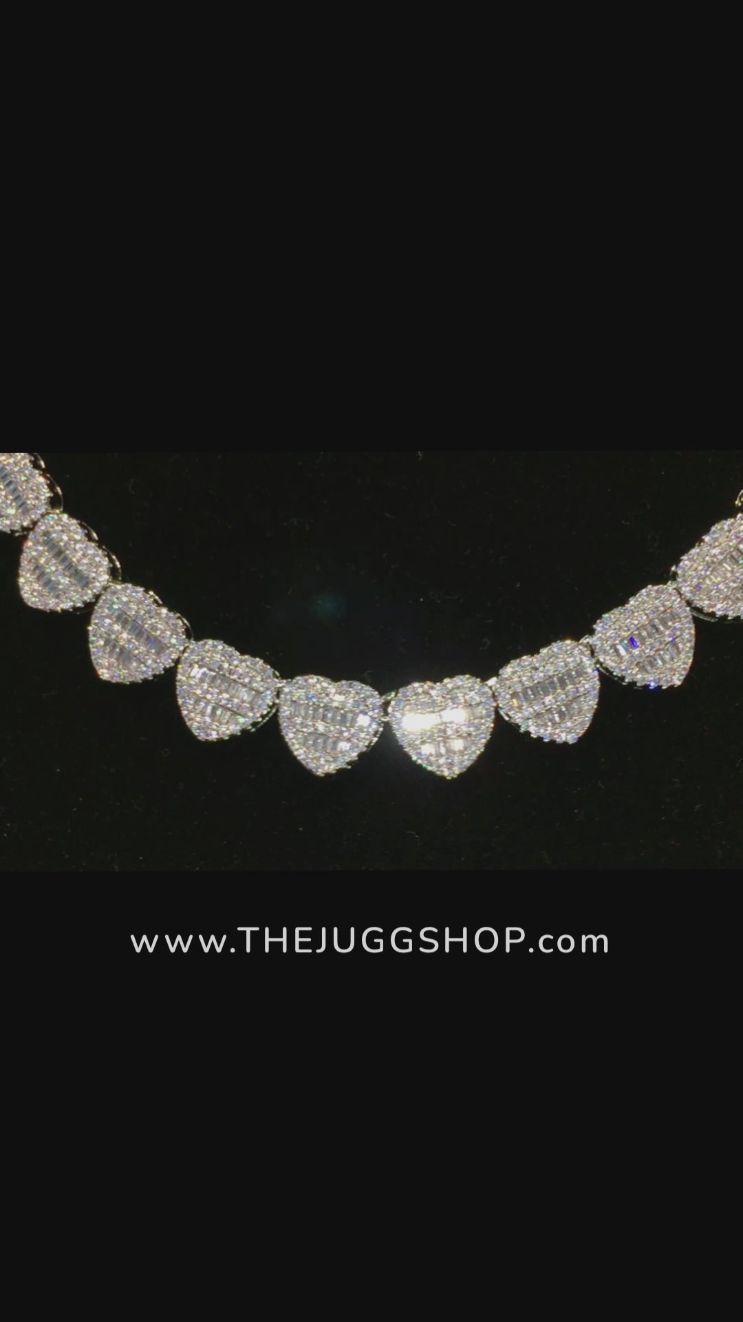 Iced Out 10K Diamond Baguette Heart Necklace