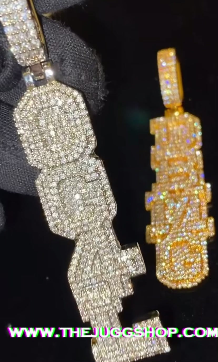 Custom Iced Out Stacked Name Pendant