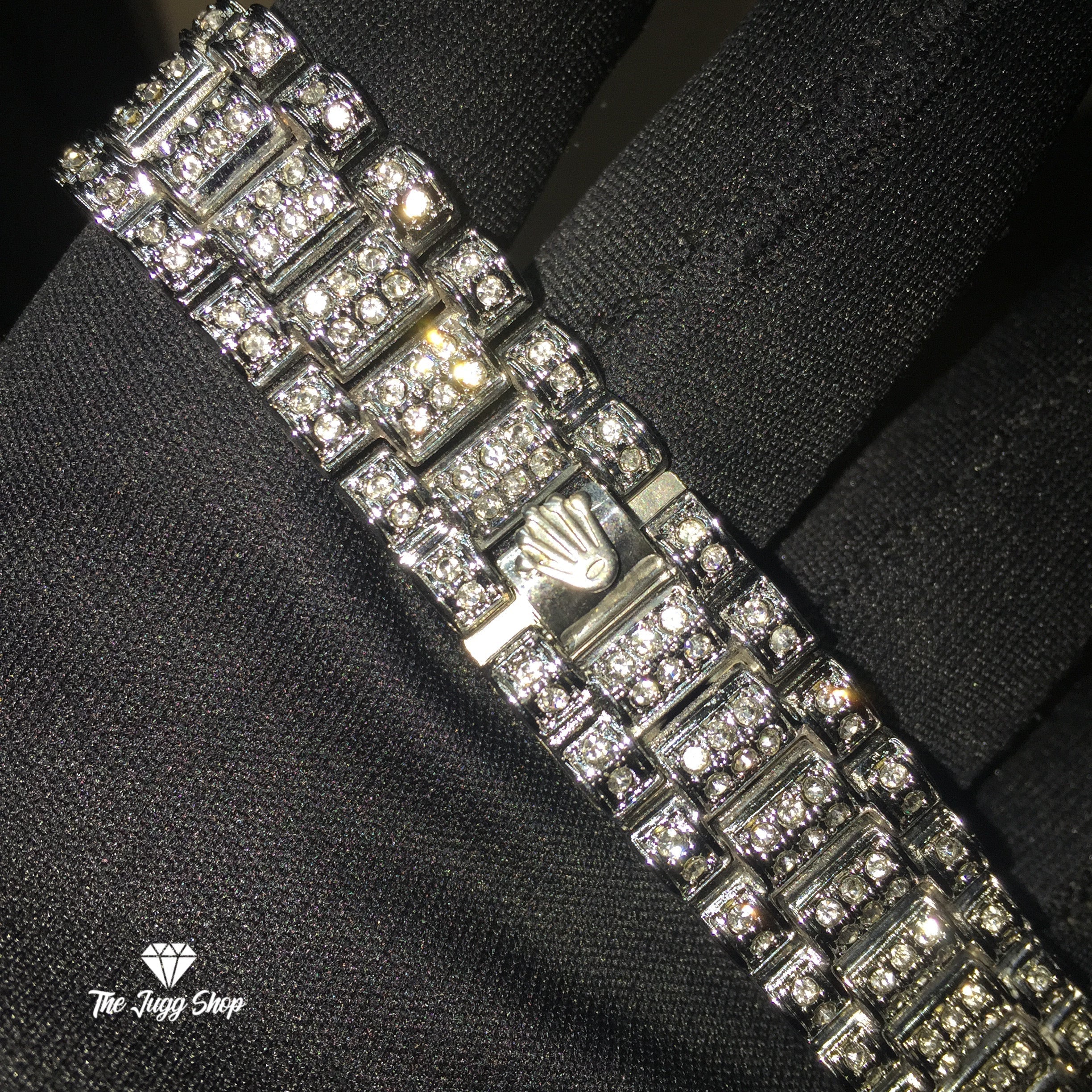Iced Out 18k Silver Diamond RLX Men’s Watch