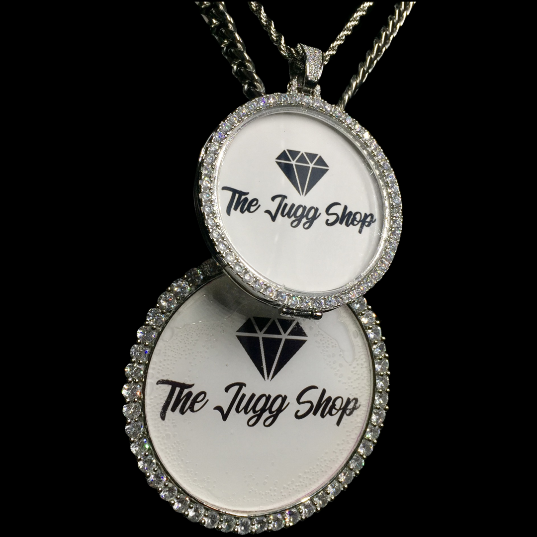 Custom Diamond Silver Medium + XL Photo Charm Combo Set