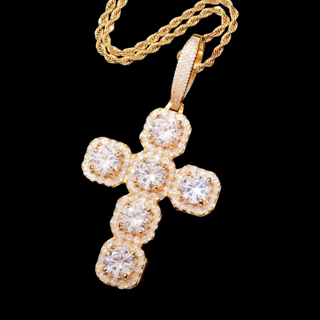 Iced Out Clustered Diamond Crosses