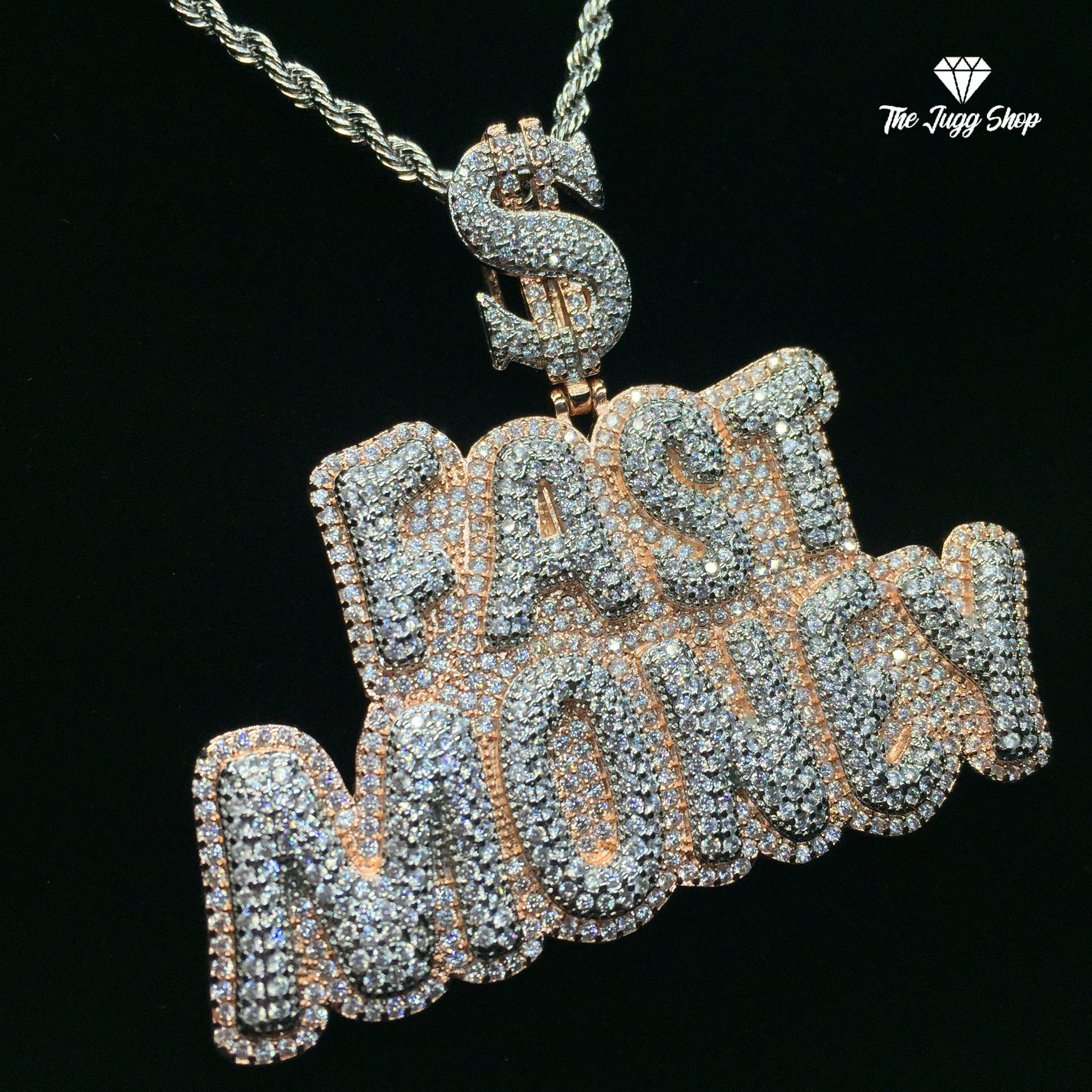 Iced Out Rose Gold “Fast Money” Pendant