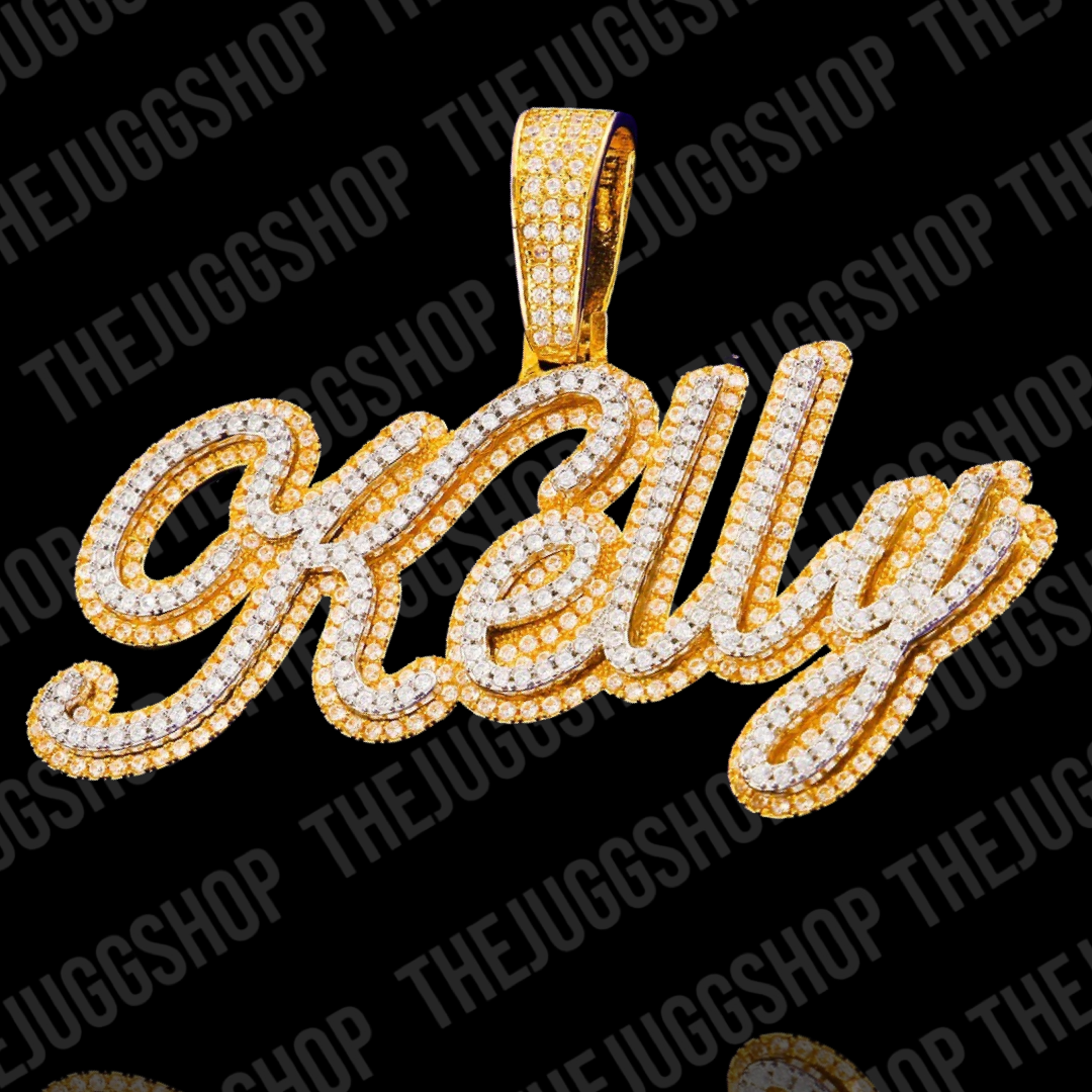 Custom Iced Out Big Double Layer Name Pendant