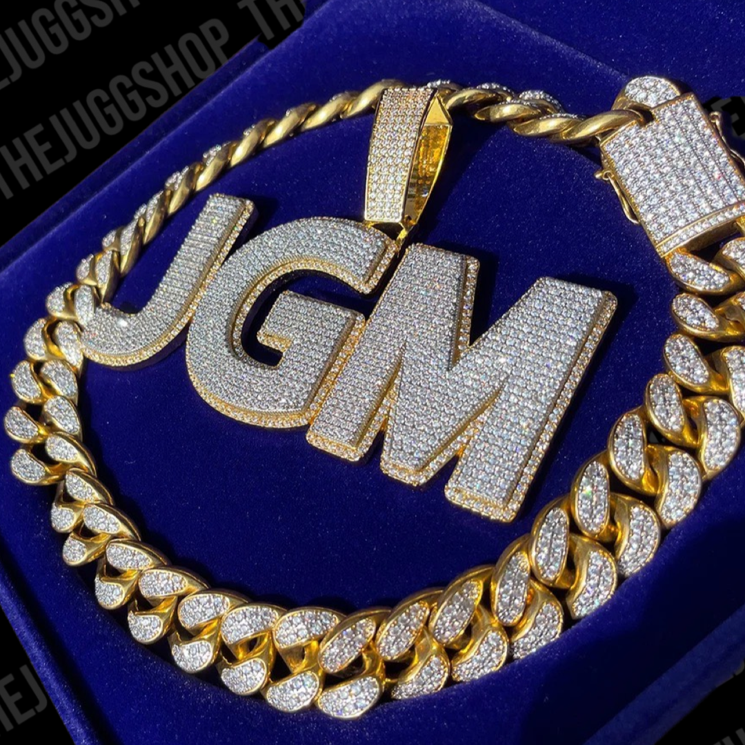 Custom Iced Out Double Layer Bold Font Name Pendant