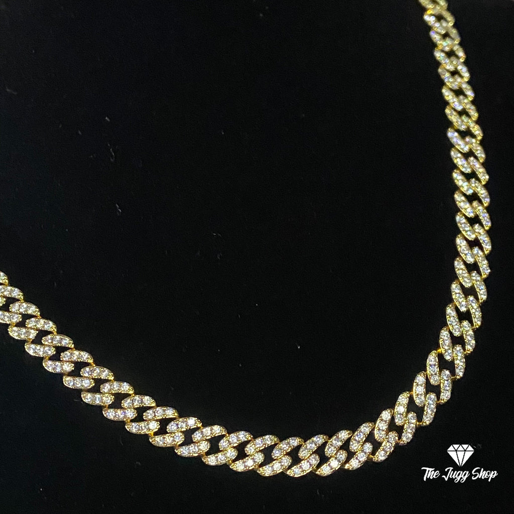 9mm Gold Iced Out Diamond Cuban Chain