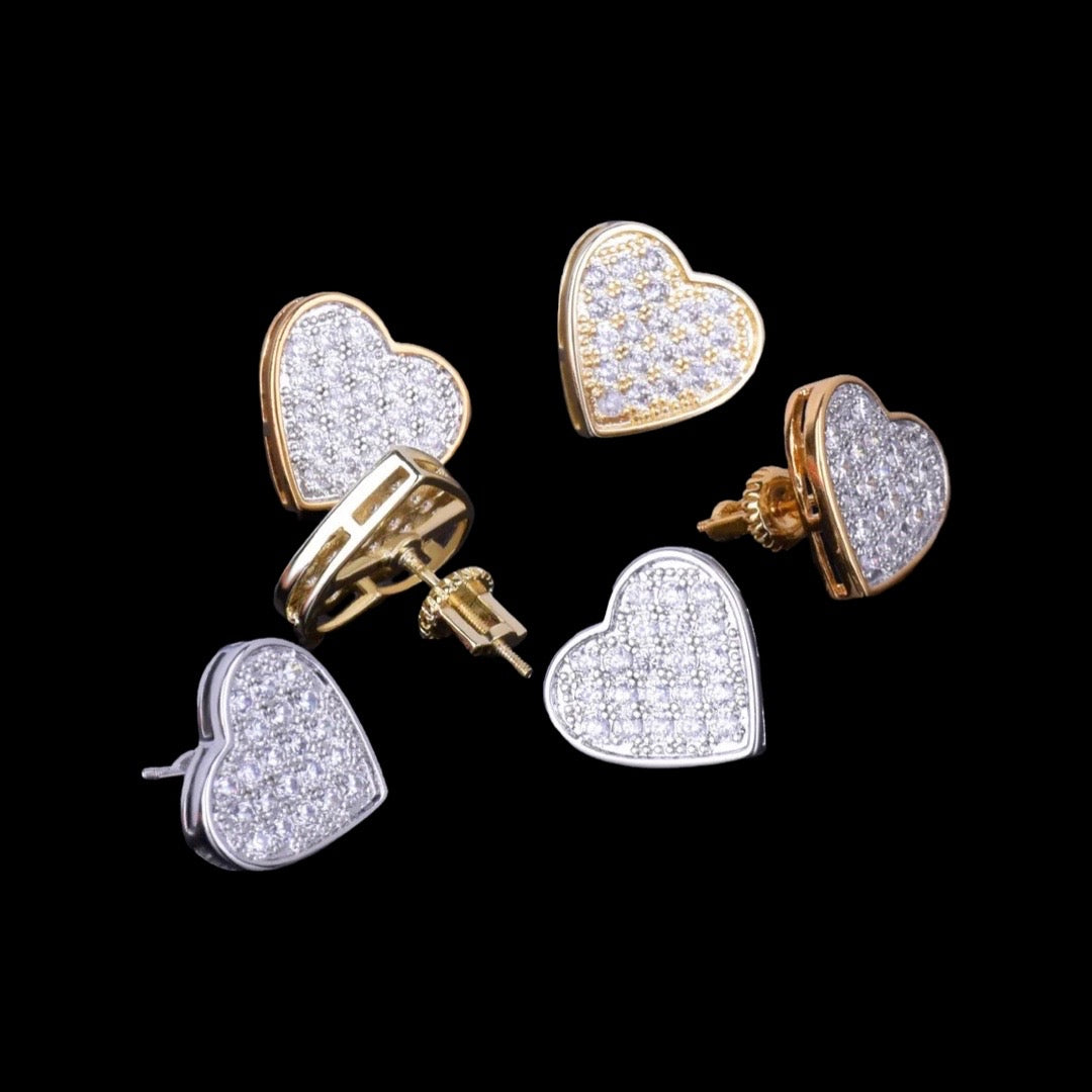 14mm Diamond Heart Earrings