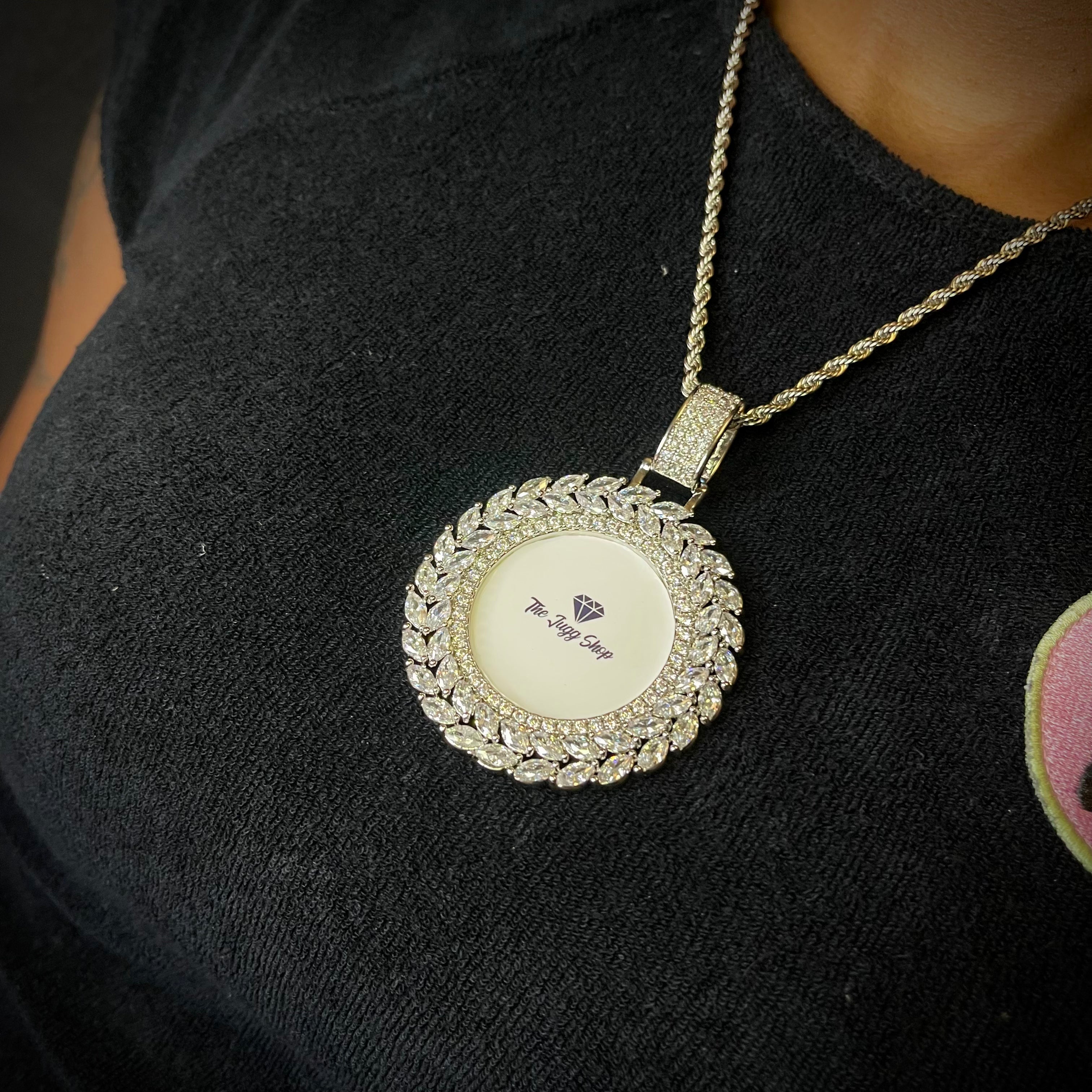 Custom Diamond Leaf Photo Charm