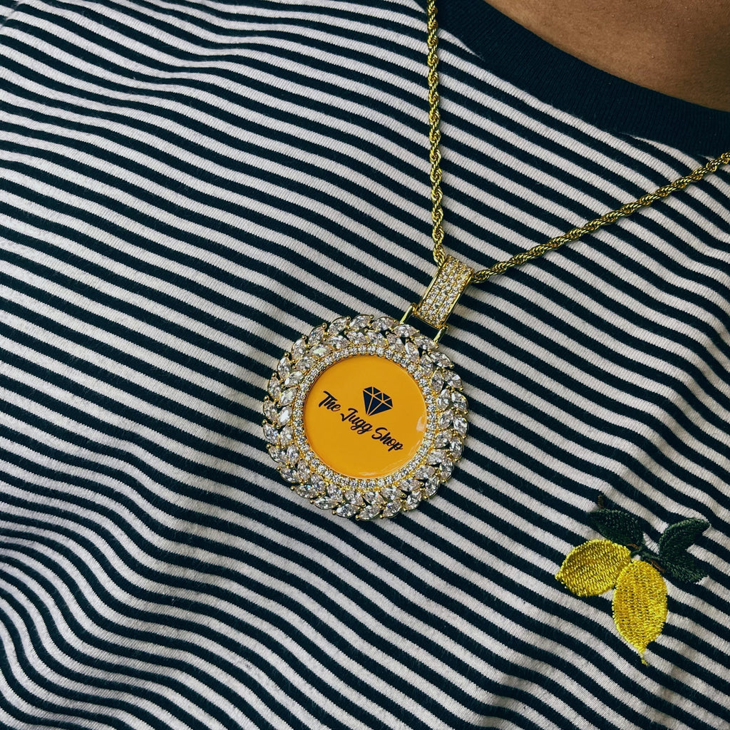 Custom Diamond Leaf Photo Charm