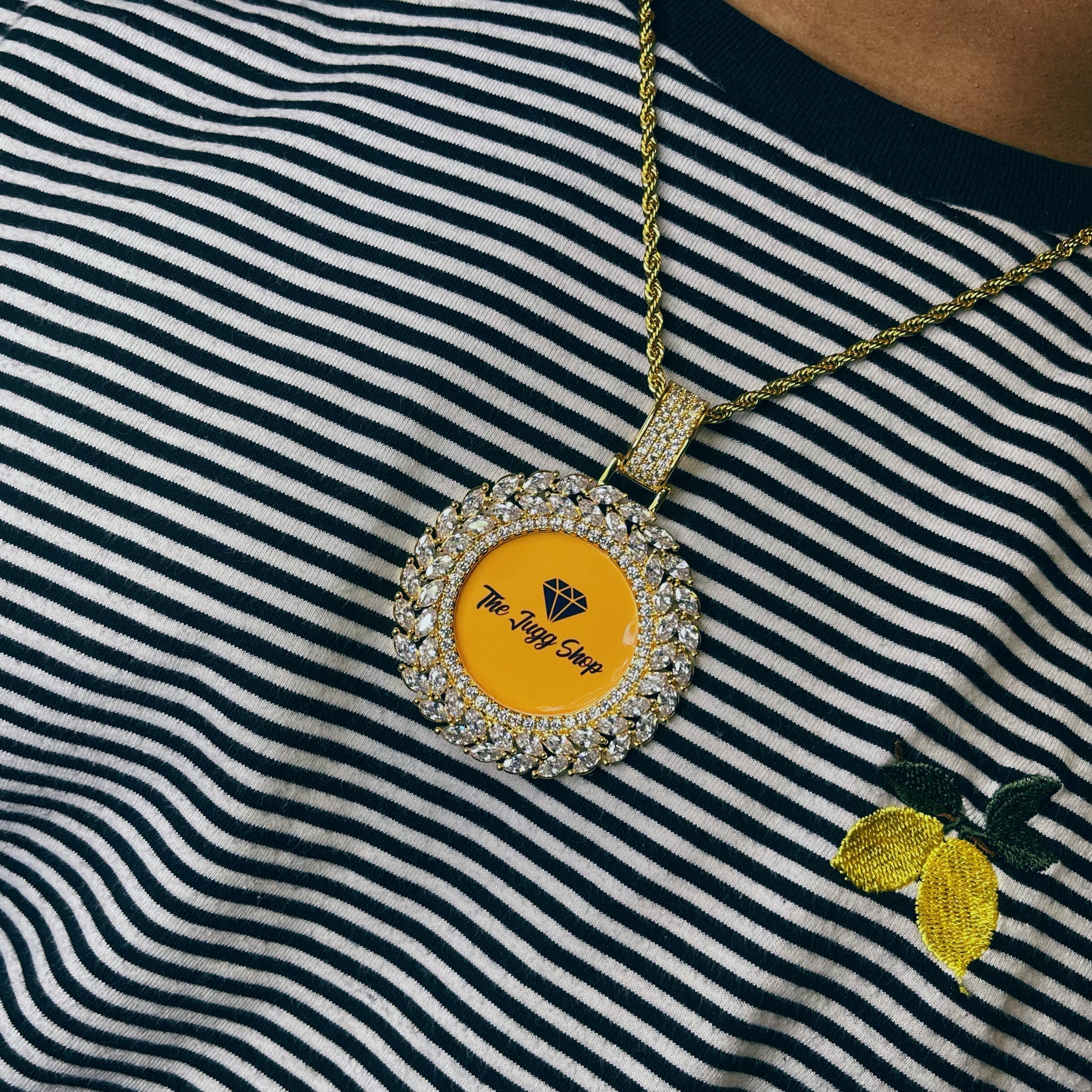 Custom Diamond Leaf Photo Charm