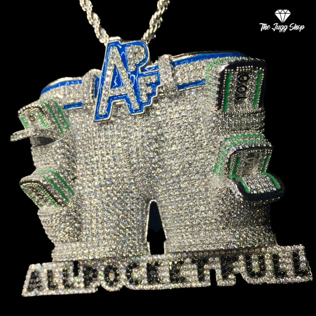 Iced Out Silver “All Pockets Full” Pendant