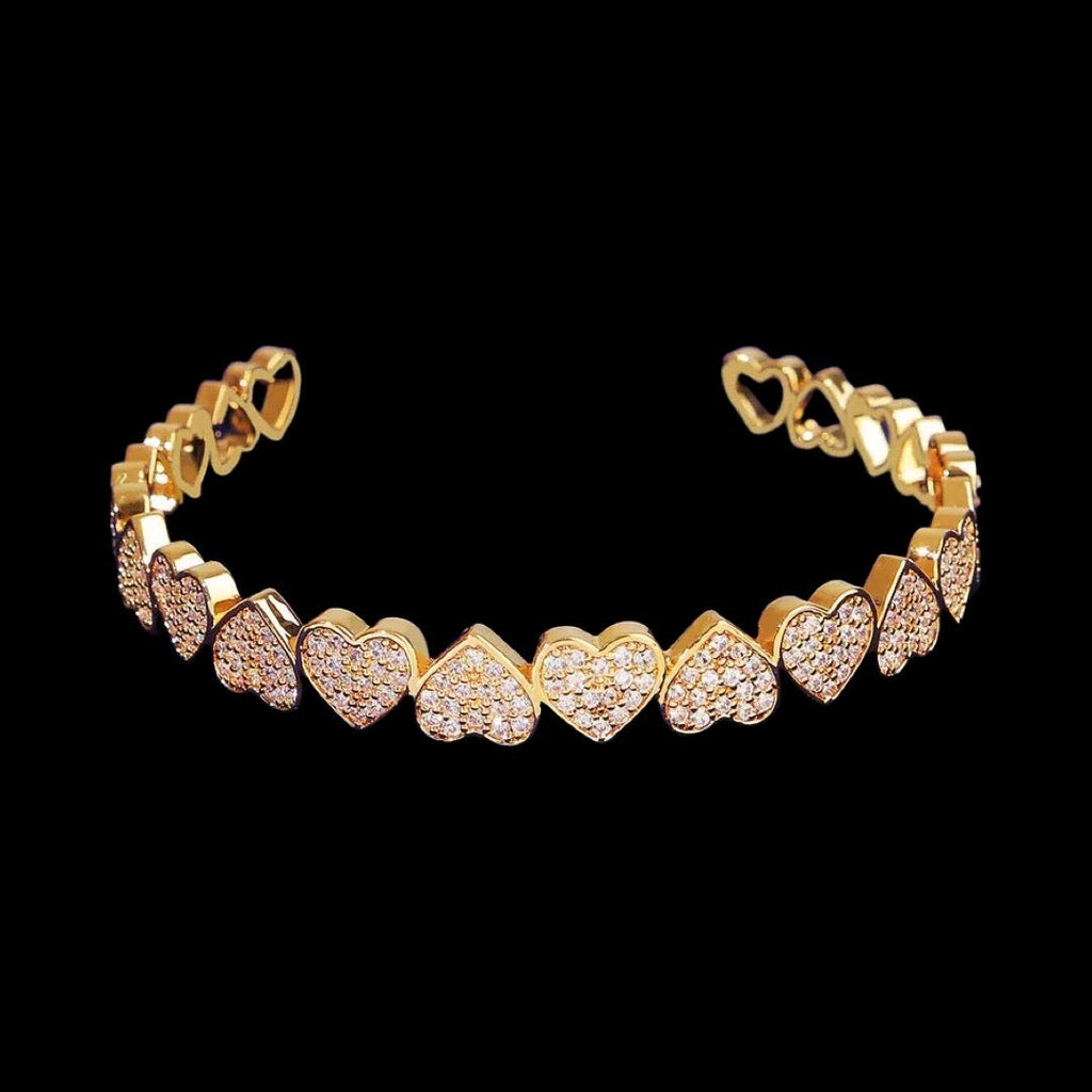 Iced Out Clustered Diamond Heart Bracelet