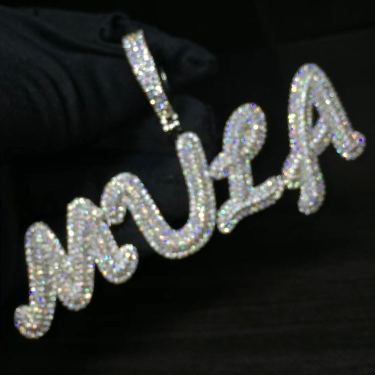 Custom Iced Out Bubble Letter Name Pendant