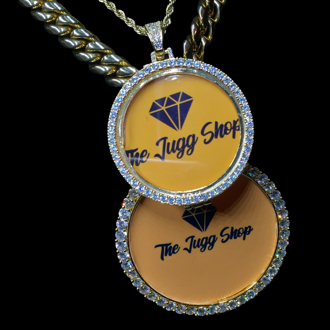 Custom Diamond Gold Medium + XL Photo Charm Combo Set