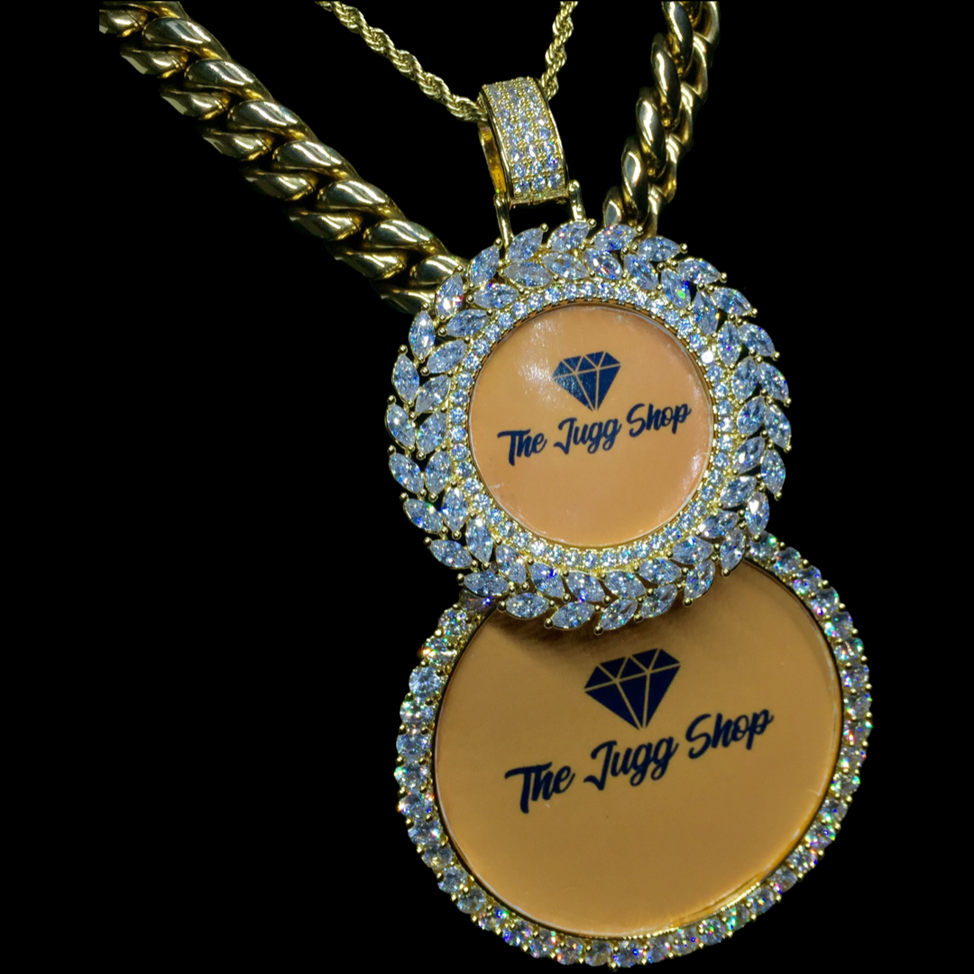 Custom Diamond Gold Leaf + XL Photo Charm Combo Set