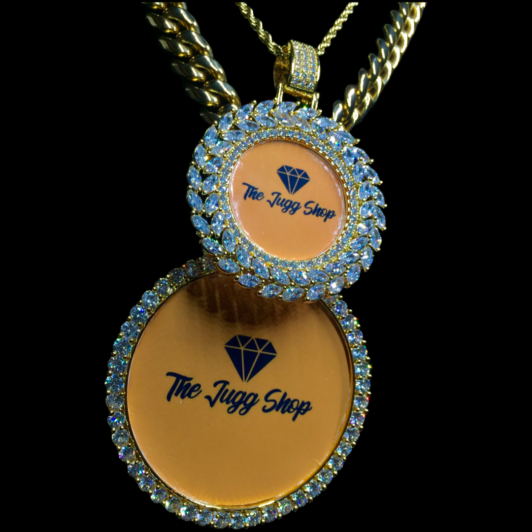 Custom Diamond Gold Leaf + XL Photo Charm Combo Set