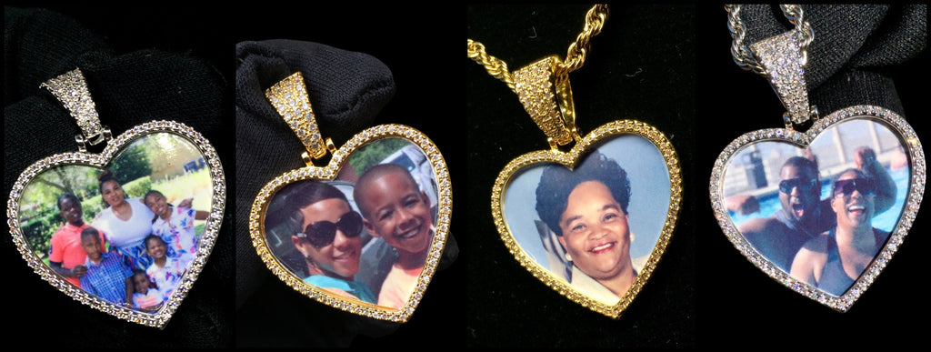 Custom Diamond Mini Heart Photo Charm Necklace