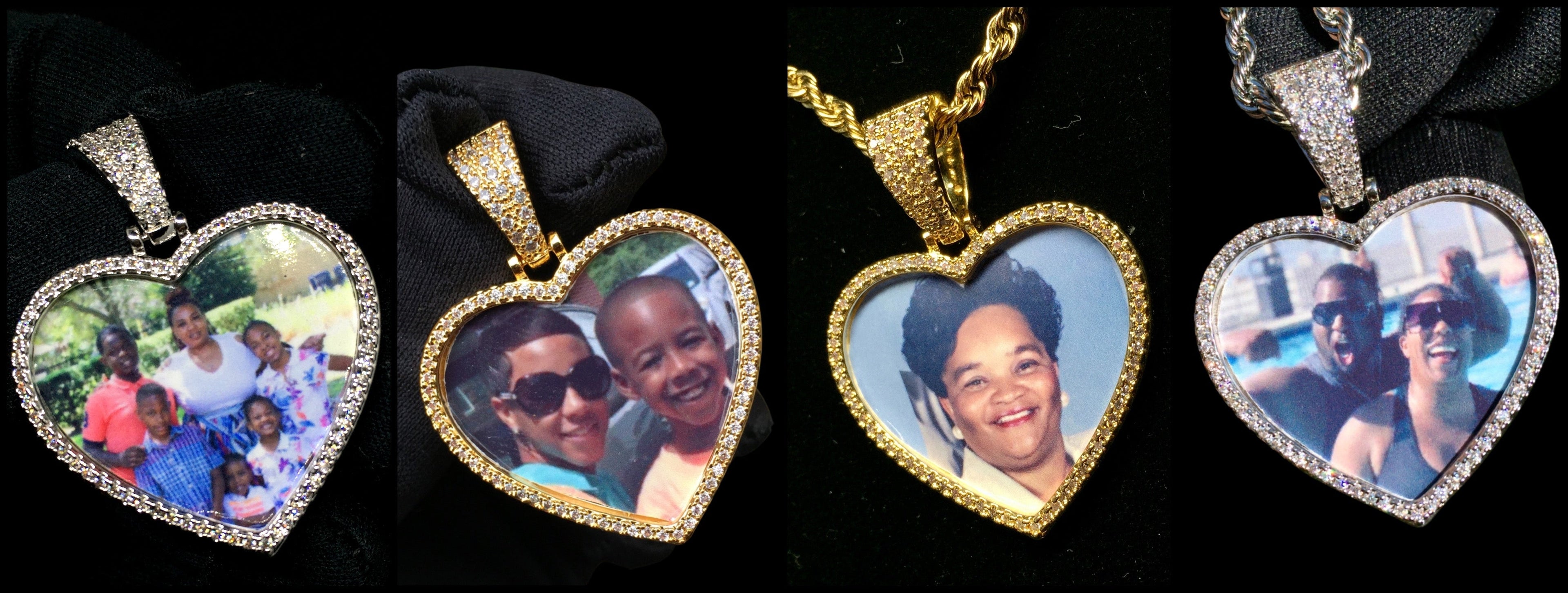 Custom Diamond Mini Heart Photo Charm Necklace