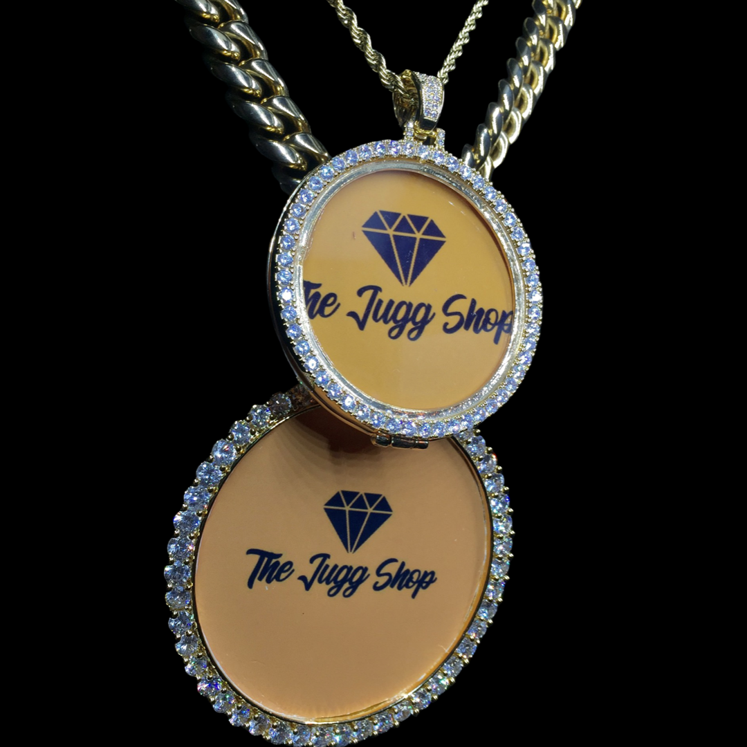 Custom Diamond Gold Medium + XL Photo Charm Combo Set