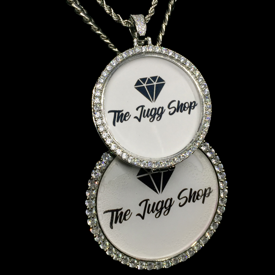 Custom Diamond Silver Medium + XL Photo Charm Combo Set