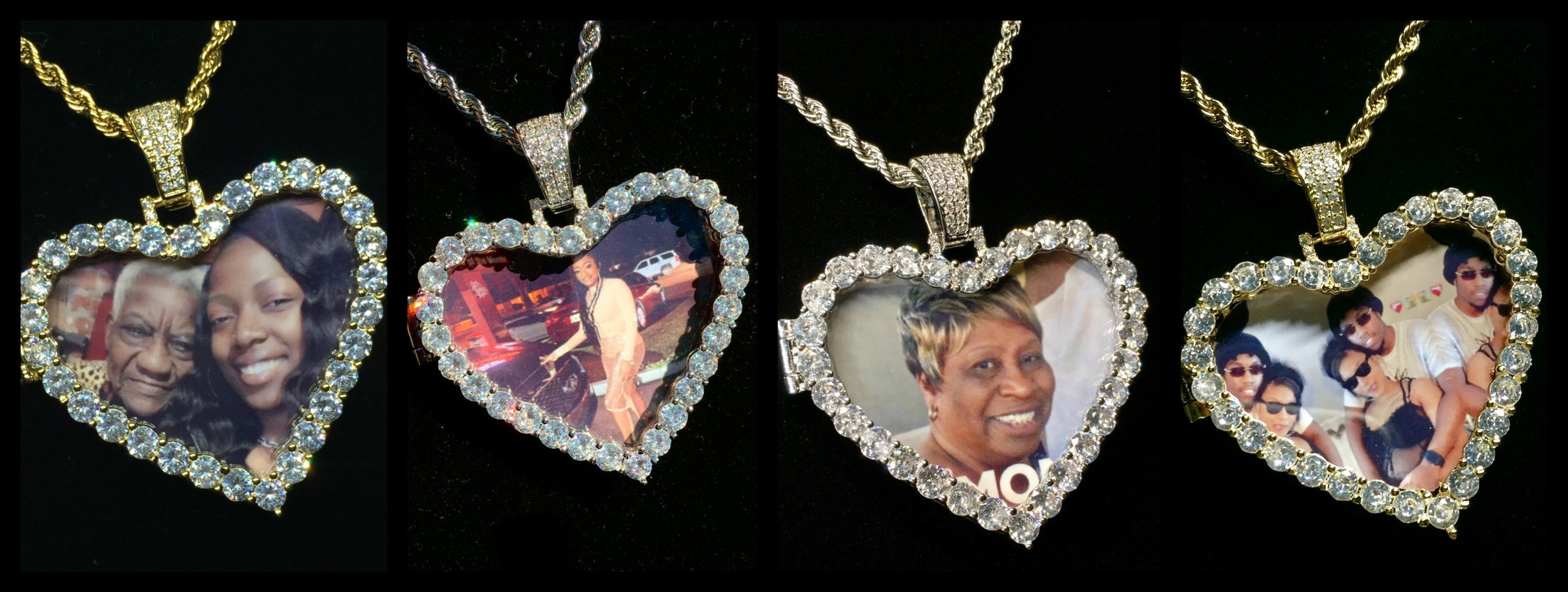 Custom Diamond Heart Photo Charm Necklace