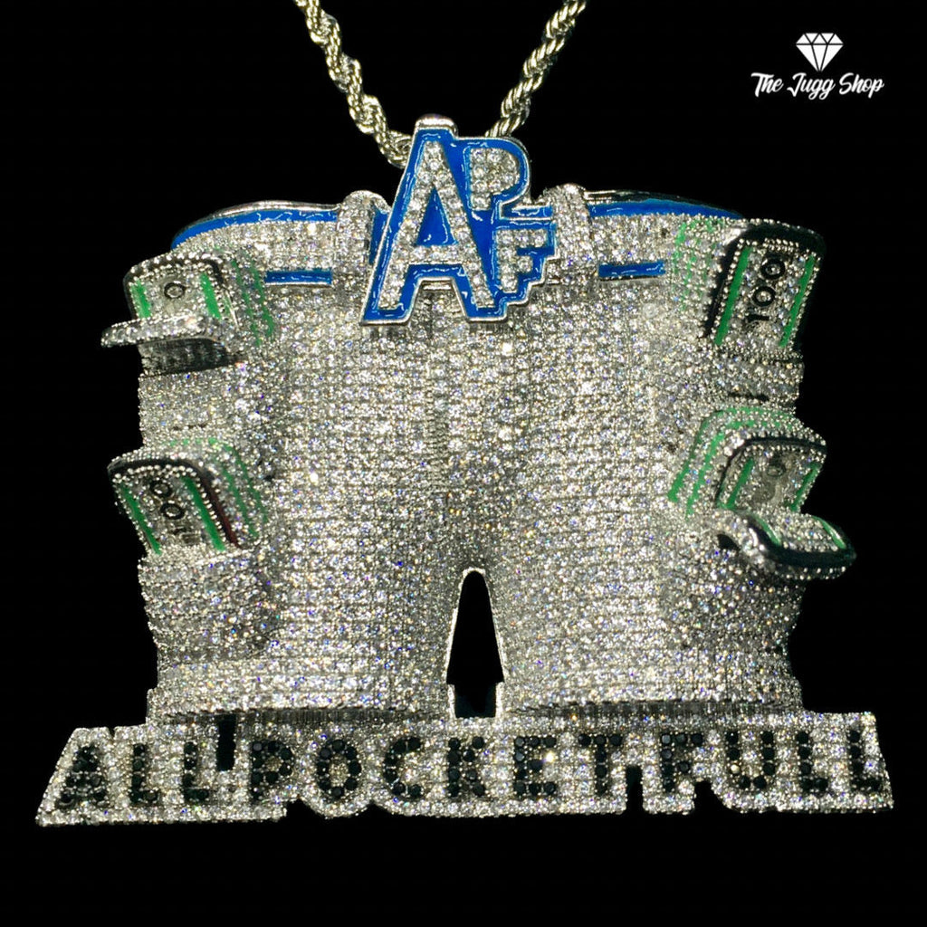 Iced Out Silver “All Pockets Full” Pendant