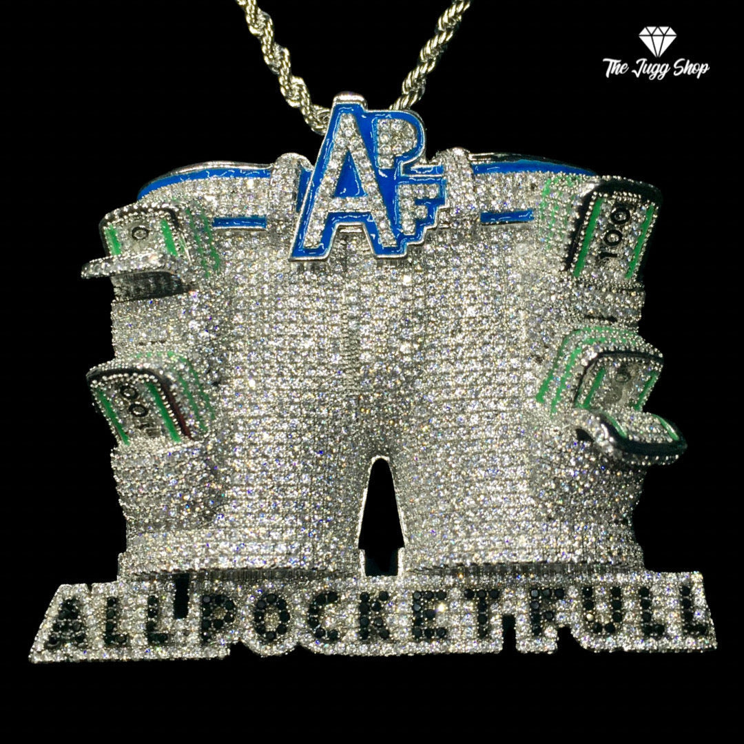 Iced Out Silver “All Pockets Full” Pendant