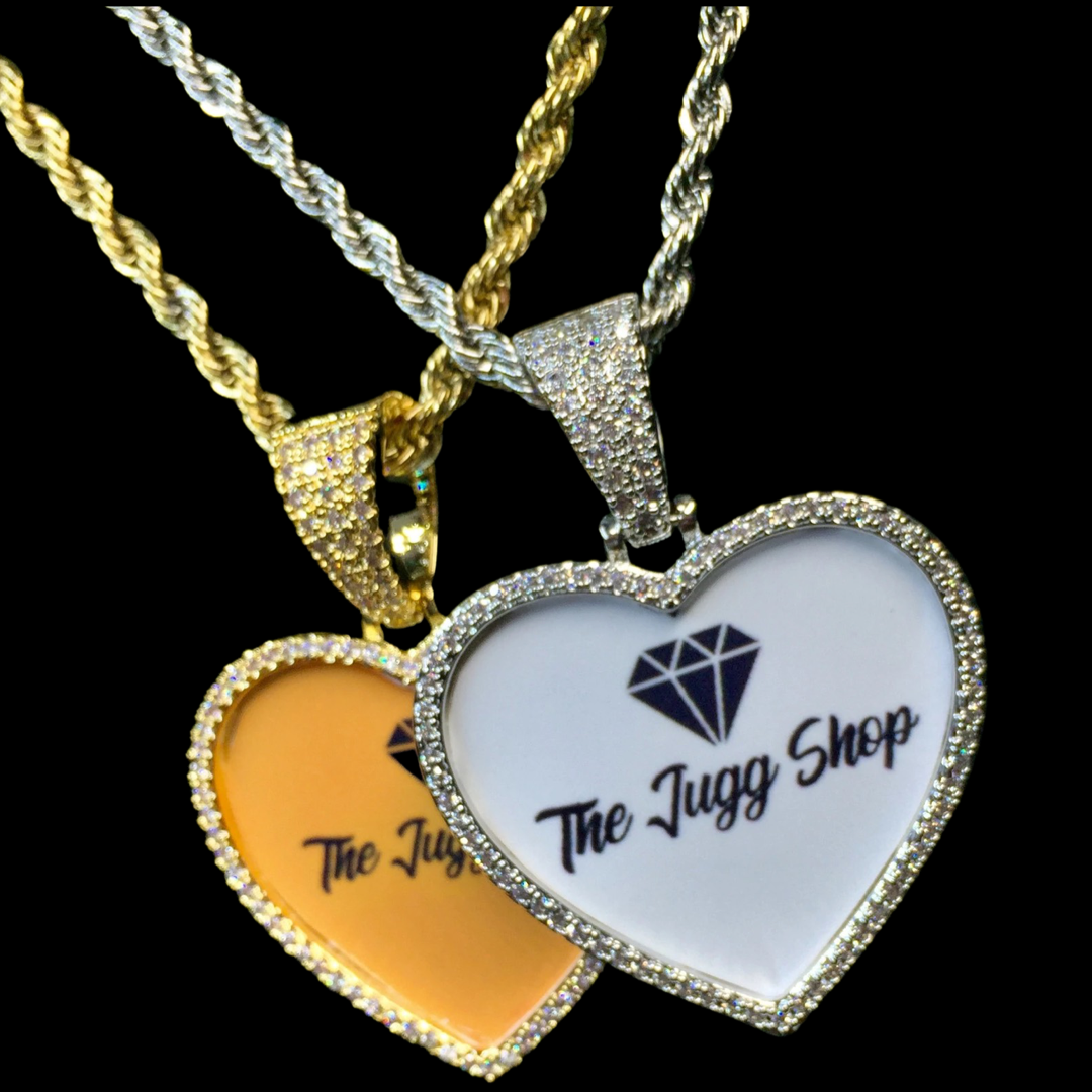 Custom Diamond Mini Heart Photo Charm Necklace