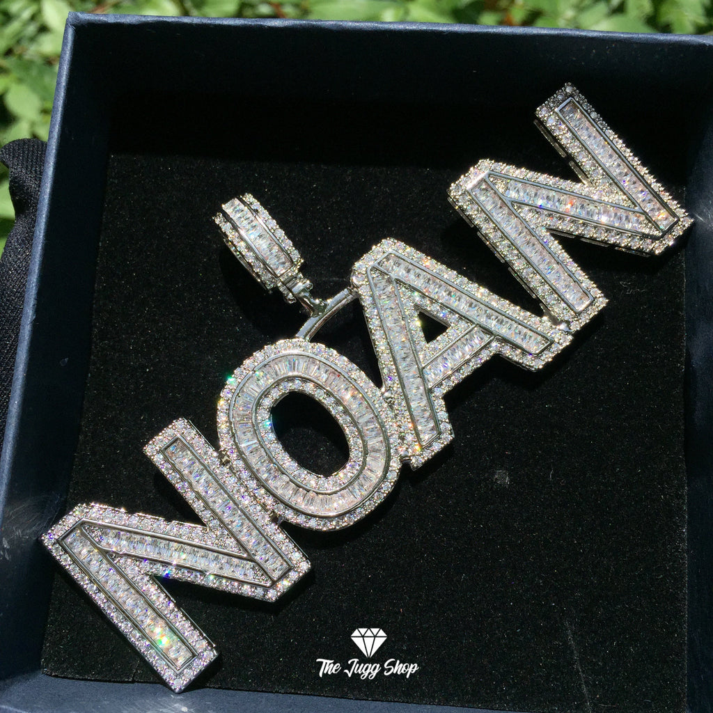 Custom Iced Out Baguette Letter Name Pendant