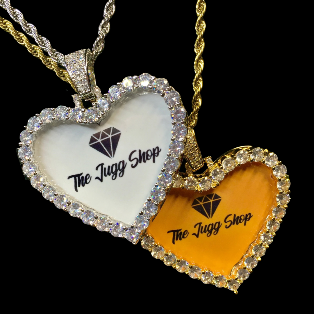 Custom Diamond Heart Photo Charm Necklace