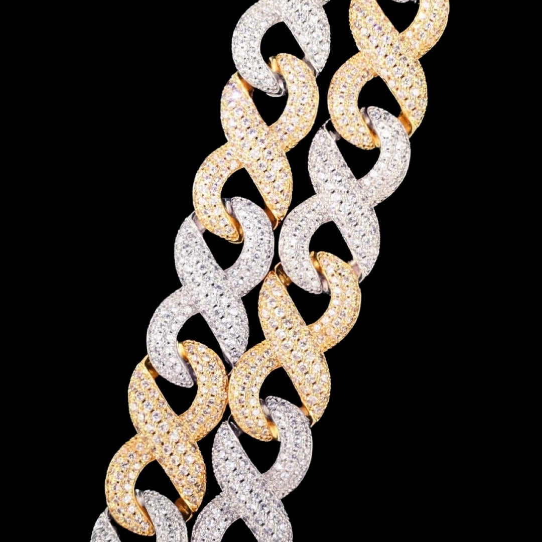 Iced Out Two Tone Gold Infinity Link Chain